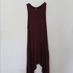 F21 Maroon Asymmetrical Dress